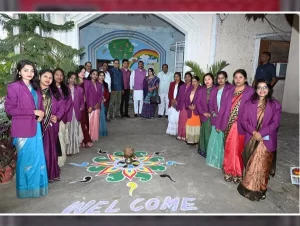 Group photo of students, teachers, and guests at the Annual Day celebration of Holyhearts Public School, Attabira.