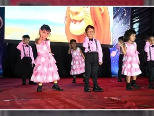 Grand finale dance performance by students marking the conclusion of the Annual Day event at Holyhearts Public School, Attabira.