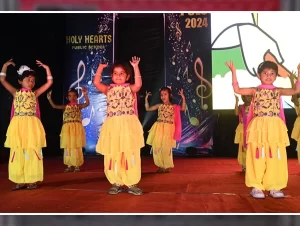 Drama performance by students highlighting social values during the Annual Day function at Holyhearts Public School, Attabira.